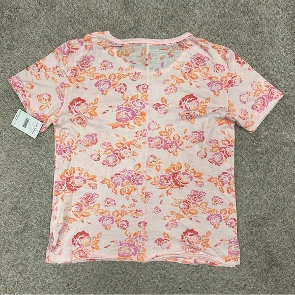 Free People Blush Combo Tourist Tee Shirt Floral Pink New with Tags NWT Top - Picture 3 of 10